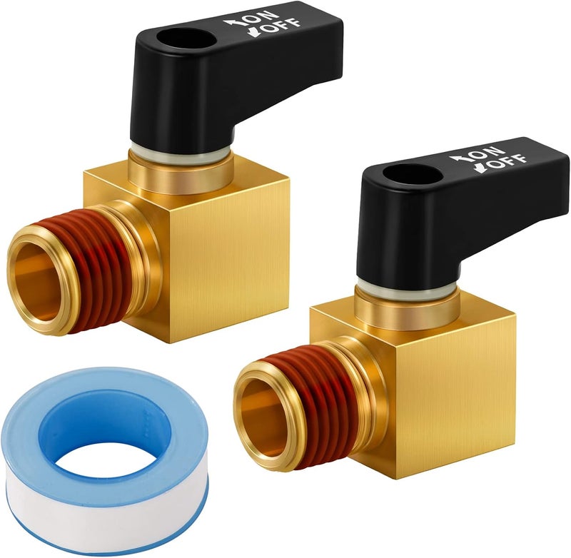 SUNROAD Air Compressor Valve Brass Drain Cock Ball Valve 1/4" NPT Male Thread Air Compressor Accessories 2pcs with Thread Seal Tape with Plastic Case - Image 1